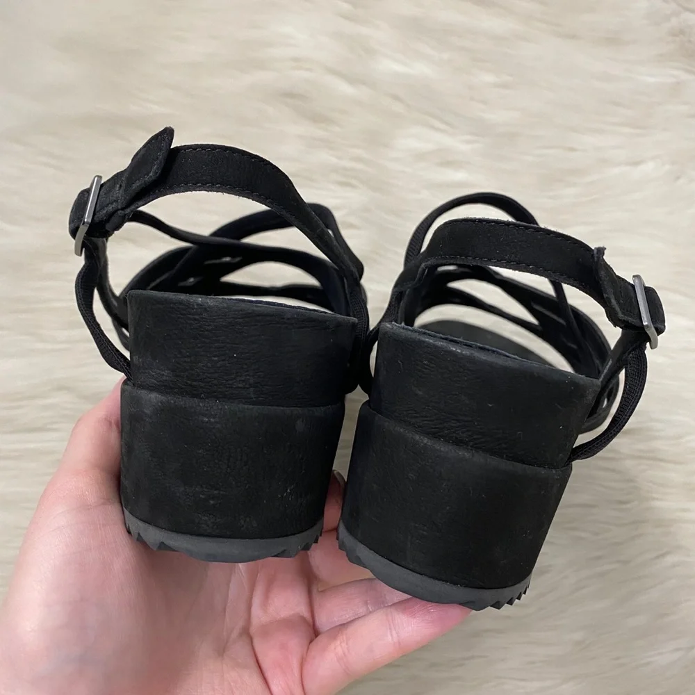 Eileen Fisher Black Strappy Platform Sandals